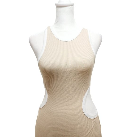 NauLon Womens Open Back Bodycon Dress Cut Out Waist Ribbed Ankle Length Size M - Picture 12 of 13